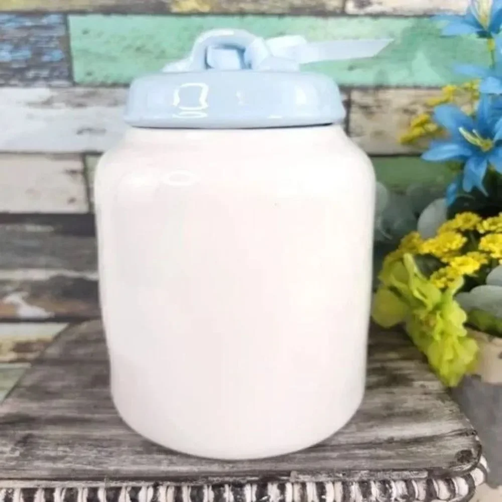 NWT Rae Dunn Cinderella A DREAM IS A WISH White Blue Big Canister Cookie Jar Lid